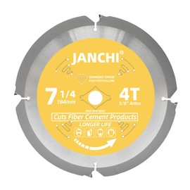 Janchi 7-1/4 Inch 4T PCD Tip Hardie Fiber Cement Circular Saw Blade with 5/8-Inch DMK Arbor, Polycrystalline Diamond Tipped Teeth Saw Blade for Laminate Flooring