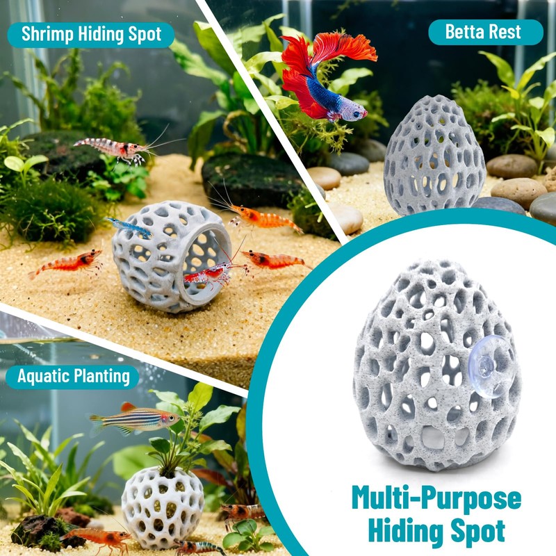 Obfuscate Shrimp Hides for Aquarium, Realistic Coral Rock Aquarium Decor