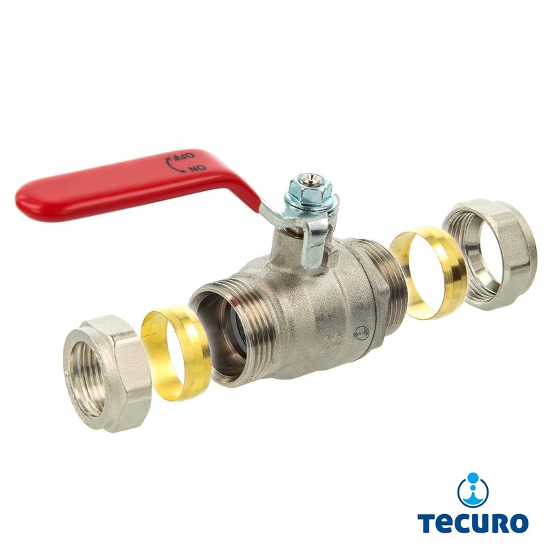 Ball Valve with Compression Fitting for Copper Tube Ø 22