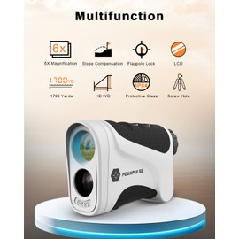 PEAKPULSE Range Finder Golf with Slope 1700 Yards 6X Zoom Angle Measurement Laser Golfing Rangefinders Distance Flag Pole Locked with Vibration Golfer Accessories for Men Women