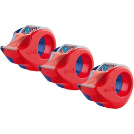 TESA Tape Label Dispenser, Mini Clear, Hand Dispenser, Pack of 3, Manual Operation, Part Number 57858-00000-0