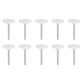 QUARKZMAN Pack of 10 T-wing Knobs Thumb Screws M4 x 40 mm Standard Male Thread Plastic T/Z Buttons Adjustable Handles Hand Clamp Knobs Handle Thumb Screw, White