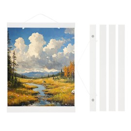 PATIKIL 2 Set Magnetic Poster Hanger Frame 12 Inch Wooden Magnet Picture Hangers Frames Wide Hanging Kit for Photos, Pictures, Artwork, Maps, White