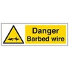 V Safety Danger Barbed Wire Warning Sign - 300mm x
