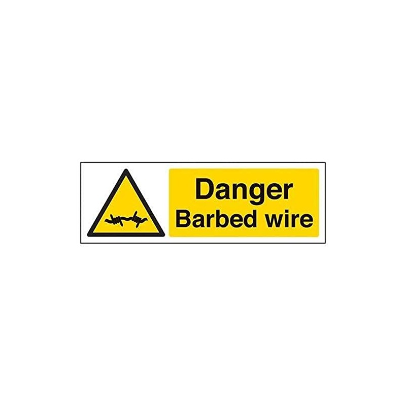 V Safety Danger Barbed Wire Warning Sign - 300mm x