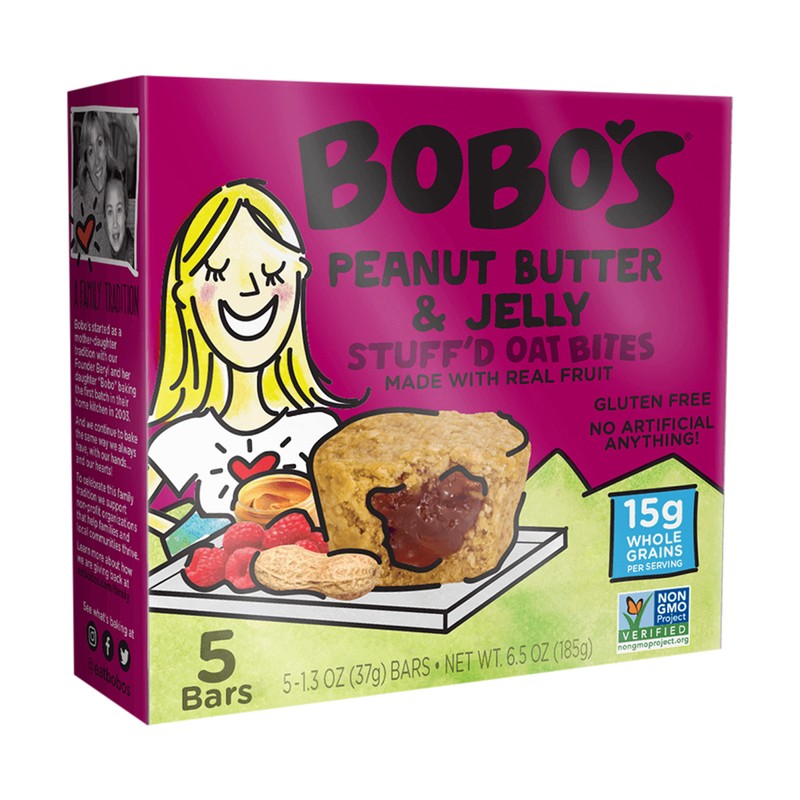 Bobo's Oat Bites, Peanut Butter & Jelly Stuffed, 1.3 Ounce