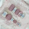 Argyle knit handmade nail tips, pedi tips - Coffin Egg