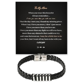 Leather Braided Bracelet for Boyfriend Husband Birthday Gift Ideas To My Man Bracelet Gift for Husband Anniversary Valentines Day Gifts for Fiance Boyfriend I Love You Gifts for Him Men