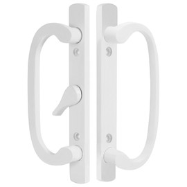 8.5" Legacy Sliding Patio Glass Door Center Latch White Handle Set Replacement - Sash Controls 2265 - Mortise Type, Fits 3-15/16" Screw Hole Spacing and Fits 1-1/4" to 2-1/4" Door Thickness