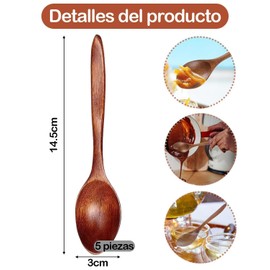 5 Piezas Cucharas De Madera, Cucharas De Madera, Cucharas De Madera Para Cocinar, Muy Adecuado Para El Uso Diario De Familias, Restaurantes o Actividades De Restauración