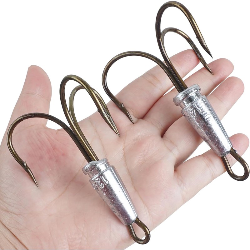 Snagging Hooks 3PCS Fishing Snagging Weighted Treble Hooks Large Treble