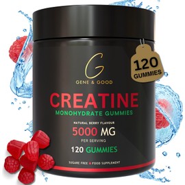 Gominolas de Creatina 5000mg – Sabor Frutos Rojos – 120 Unidades – Pre Entreno para Mujeres y Hombres – Veganas, Halal y Sin Gluten – Suplemento para Energía y Masa Muscular