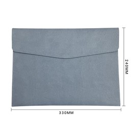 Oneyijun PU Leather A4 File Folder Document Holder Waterproof Portfolio Envelope Folder Case with Snap Closure 13x9.5 inch Blue