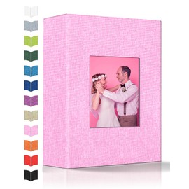 Artfeel Photo Album 4x6 with 100 Pockets,Slip-in Picture Albums,Linen Cover Memory Book with Front Window,White Page Vertical Photo Book for Wedding,Family,Anniversare,Baby,Vacation