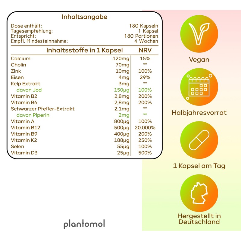 Vegan All in One Complex – 180 Capsules with Important