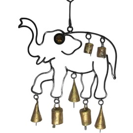 Indian Elephant Decorative Wind Bell Wall Home and Garden Good Luck Hanging Chime