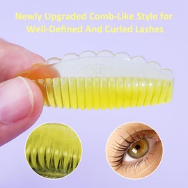 PERMANIA Eyelash Lifting Pads, Pack of 8 Reusable Eyelash Lifting Pads, Comb Style Eyelash Pads, 4 Sizes Lash Lifting Pads for Salon and Home - Yellow