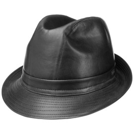 Lipodo Ski Leather Hat (Trilby Hat) Faux Leather – Men's Hat in Leather Look – Rain Hat Made of Imitation Leather – Fabric Hat, black