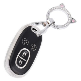 ZANEKO Alto Key Case Compatible Suzuki Wagon R Key Cover, Husler Smart Key Case, Key Holder (Cute Cat Ears, Black)