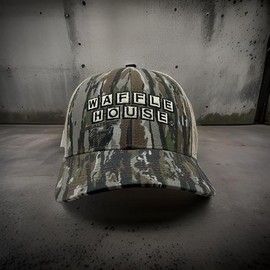 Realtree Original Camo Waffle House Embroidery Logo Mesh Back Hat | Adjustable Velcro Backing Cap | Limited Edition for Men and Women
