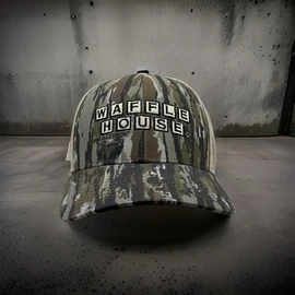 Realtree Original Camo Waffle House Embroidery Logo Mesh Back Hat | Adjustable Velcro Backing Cap | Limited Edition for Men and Women