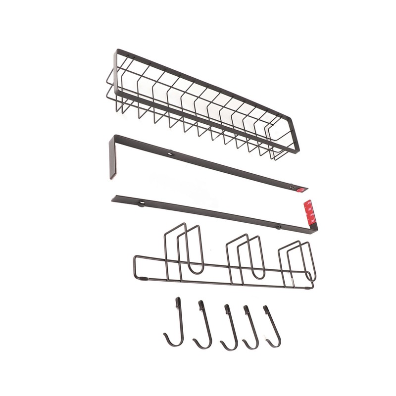 Refrigerator Hanging Shelf Nail Free with Hooks Black Refrigerator Spice