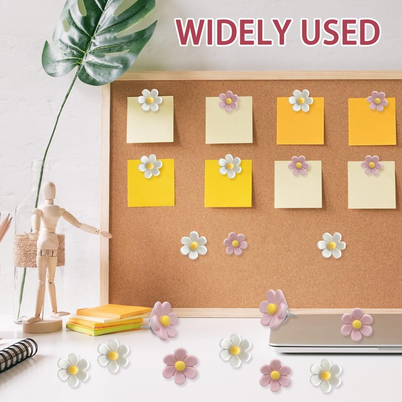 XQMMGO Pack of 30 Flower Thumbtacks, Pins for Notice Board,