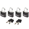 Master Lock 9120EURQNOPBLK 20mm Black Covered Aluminium Padlocks Four Pack