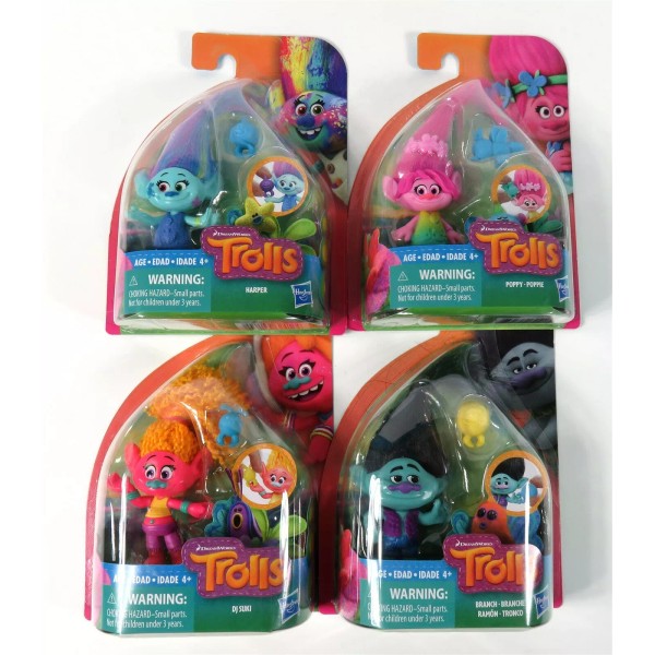 Hasbro Trolls Poppy Branch Harper DJ Suki 4 inch Figures