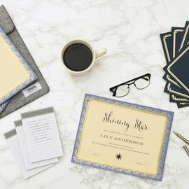 Gartner Studios Blue and Gold Foil Certificate Paper, 80lb 8.5” x 11”, 15 Count, Blue With Gold Foil (36001-S)