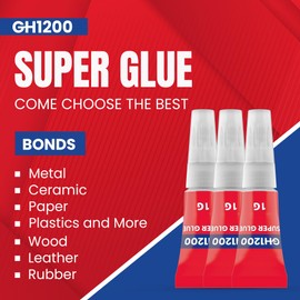 GH1200-1 Gram (Pack of 48) Single-Use Super Glue All Purpose, Super Fast, Thick & Strong Adhesive Superglue, Cyanoacrylate Glue for Hard Plastics, DIY Craft, Ceramics, Frame, Leather, Metal Etc