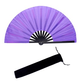 Onekka Large Folding Hand Fan Popping Fan Clacking Fans for Line Dancing, Nylon-Cloth Vintage Retro Fabric Fans, Handheld Folding Fans for Outdoor, Wedding,Party, Decoration