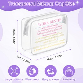 Sazuwu Funny Work Bestie Gifts for Women Clear Makeup Bags with Zipper Friendship Gifts for Work Friend Farewell Gifts for Coworkers Cosmetic Travel Bag Organizer Funny Office Gifts for Work Bestie