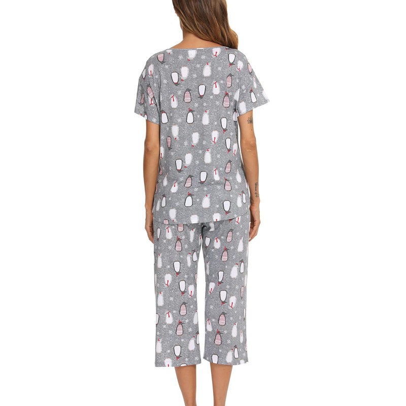 MIA LUCCE Womens Pyjamas -Short SleeveTops with 3/4 Pants PJs