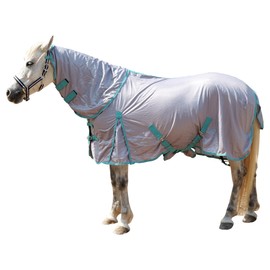 Gallopoff Horse Fly Sheet with Detachable Neck Cover & Belly Wrap, Adjustable Fly Sheet for Horses, Ventilated Airflow Mesh Equine Cooling Summer Flysheet Grey 84