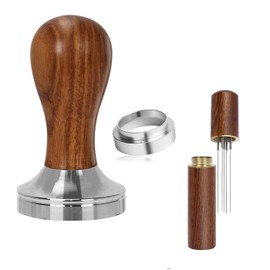Nasml Espresso Accessories Espresso 58mm Tamper,58mm Espresso Dosing Funnel,Stainless Steel Coffee Dosing Ring Espresso Coffee Stirrer 5 Needles 0.4mm Espresso Distribution Tools (58mm)
