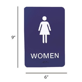 Non-Accessible/Wheelchair Men & Women ADA Restroom (Bathroom) Sign Set w/Braille - Blue