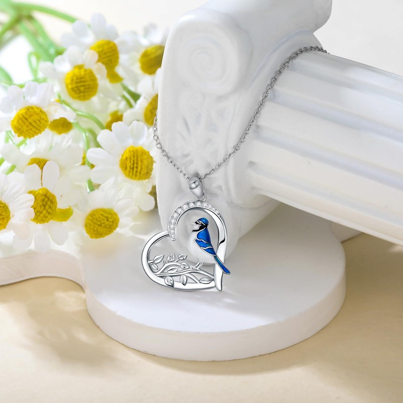 RMREWY 925 Sterling Silver Blue Jay Necklace Our Love Never