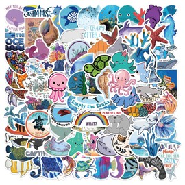 Sea Life Sticker Pack 100 Pieces for Water Bottles, Laptops, Cars, Skateboards, Men Cave Decorations