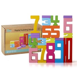 SNEKULI Montessori-Inspired Wooden Number Building Blocks-Wooden Number Blocks for 3+ Years Old Kids 1-10 Number Game Balance Competition Toy