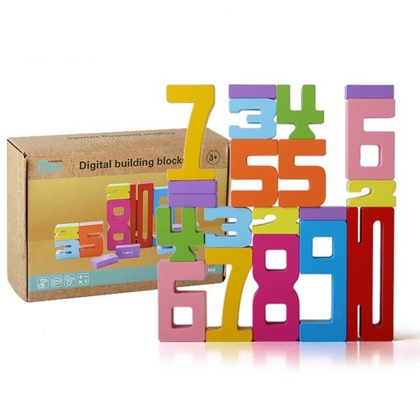 SNEKULI Montessori-Inspired Wooden Number Building Blocks-Wooden Number Blocks for 3+