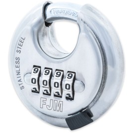 FJM Security SX-790 4-Dial Combination Disc Padlock, Chrome - 4 Pack
