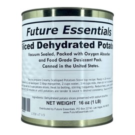 Future Essentials Dehydrated Scalloped Potatoes, Uncooked – #10 Can, 16 oz – 25-Year Shelf Life – Sliced, Shelf-Stable, Long-Term Emergency Food Storage – Survival & Prepping Supply – Grown and Packaged in the USA