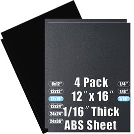 ABS Plastic Sheet 1/16 Inch Thick 12" x 16" (4-Pack),Two-Sided Heat Moldable Panel (Thermoplastic Textured Front & Smooth Back), Black Thermoform Board Great for DIY Projects, Decor, Handcrafts