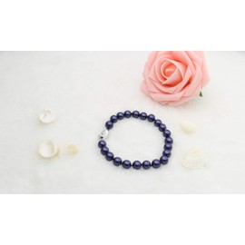 sea shell pearl bracelet - blue sea shell pearl bracelet for woman 8 inch 8mm dmb0030-20