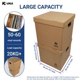 Vinyl Record Storage Box & Moving Box – Sturdy Cardboard with Removable Lids and Handles, Holds 60 Records/Laser Discs Each - Set of 4 Boxes