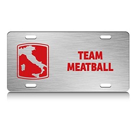 Press Fans - Team Meatball Italy Map S.Steel Car SUV Truck License Plate Decorative Tag Chrome-D#a20