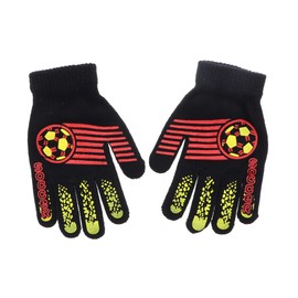 Motique Accessories Soft Black Knit Gloves For Big Kids and Teens, Stretch Gripper Design Gloves - Soccer