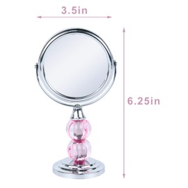 Zahari Home Espejo de maquillaje con aumento de aroma de doble cara con soporte, espejo de computadora, espejo de cambiador, espejo de encimera, espejo de aumento 1X/3X, espiral de 360 grados, espejo de 6.3 pulgadas, rosa