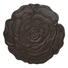 Ebros Gift Cast Iron Rose Flower Blossom Garden Stepping Stone Pave Foot Step 11" by 11" Decorative Gardening Accent Decor (3)